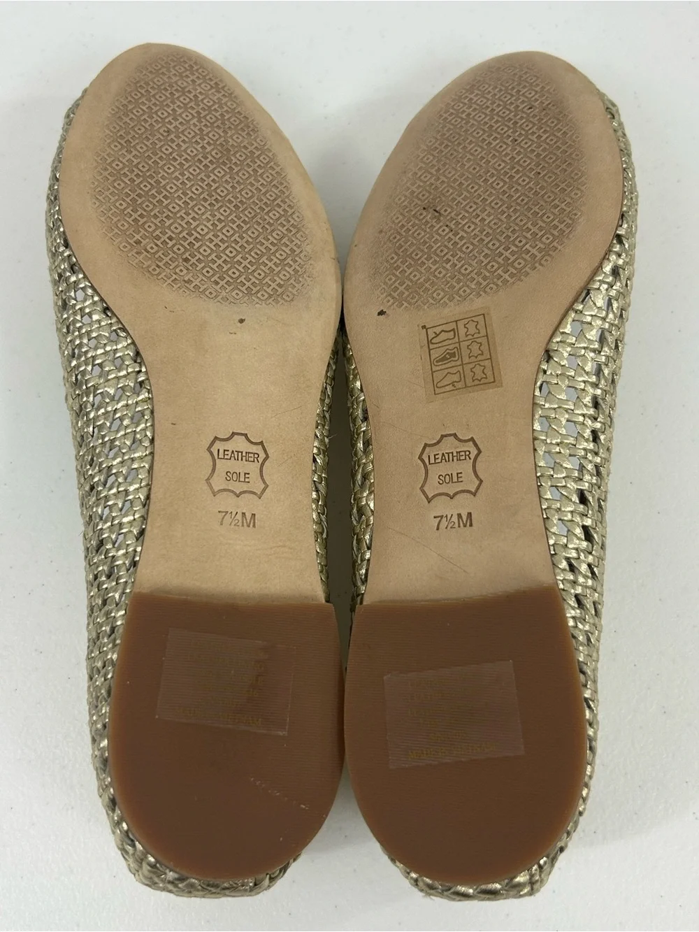 Tory Burch Reva Pasedena Woven Gold Ballet Flats Size 7.5